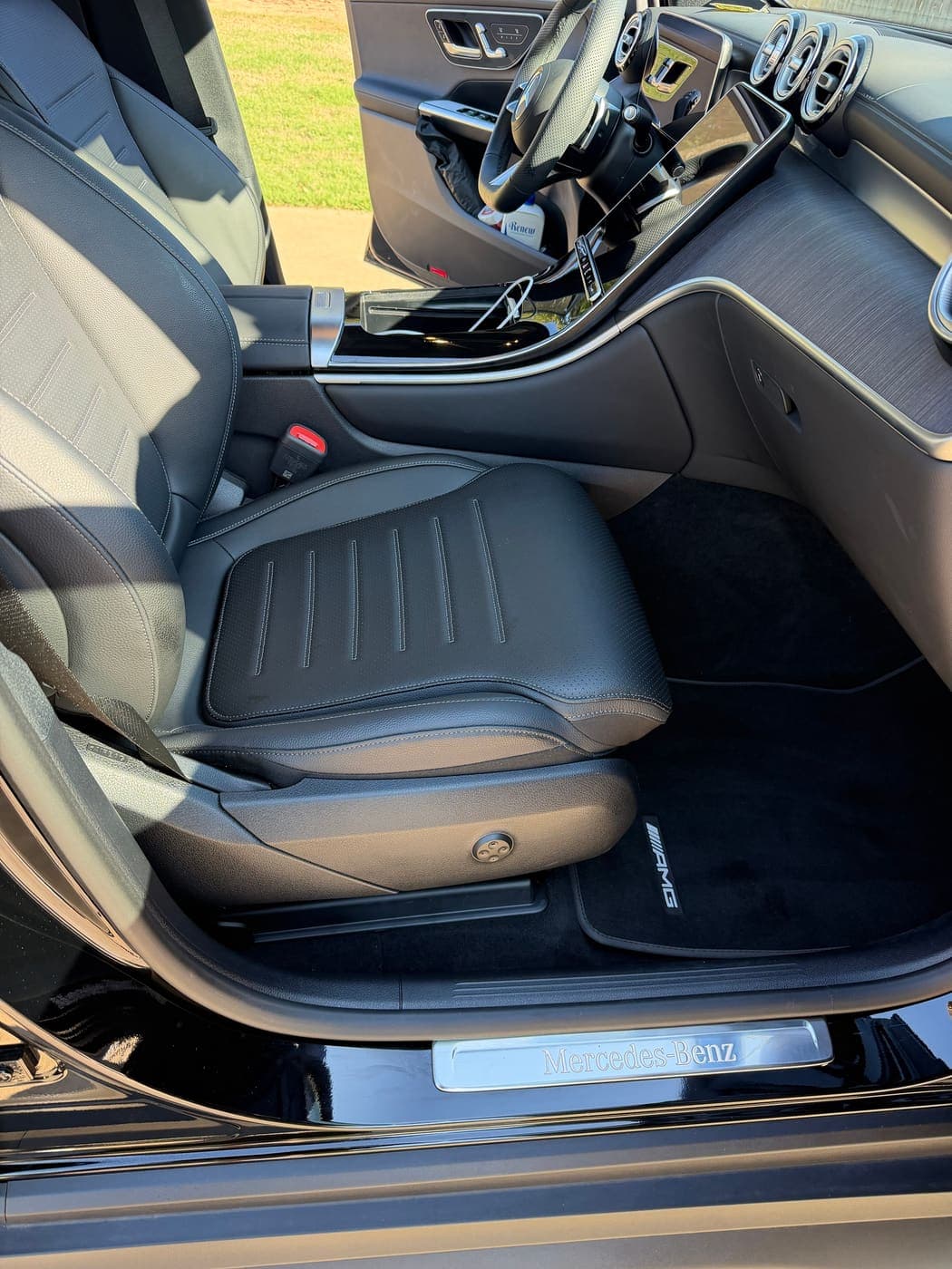 Mercedes-Benz front passenger seat and door sill after interior cleaning